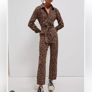 Anthropologie Leopard Utility Jumpsuit NWOT